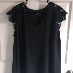 XL Lace Trim Blouse
